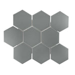 Gio Gray Matte 4" Hexagon Porcelain Mosaic Tile