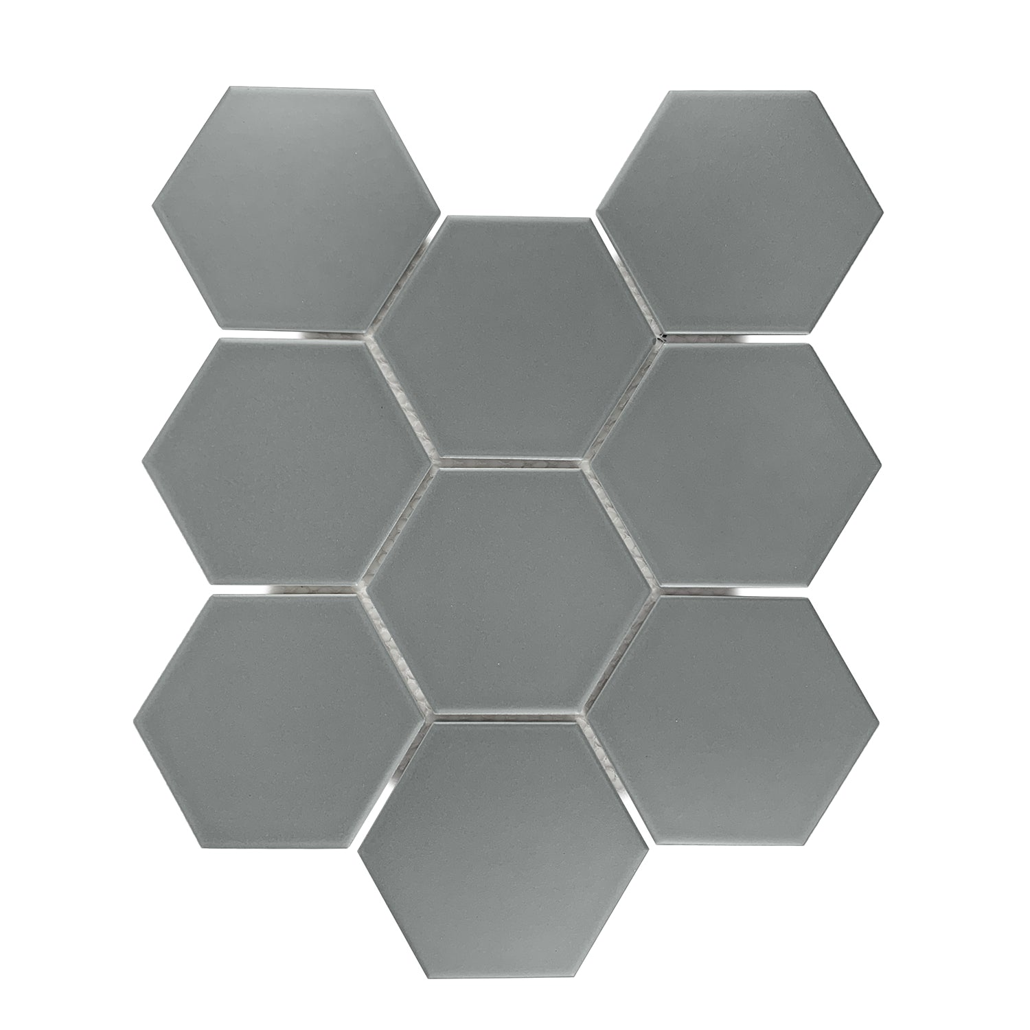 Gio Gray Matte 4" Hexagon Porcelain Mosaic Tile-Porcelain Mosaic-American Tile Depot