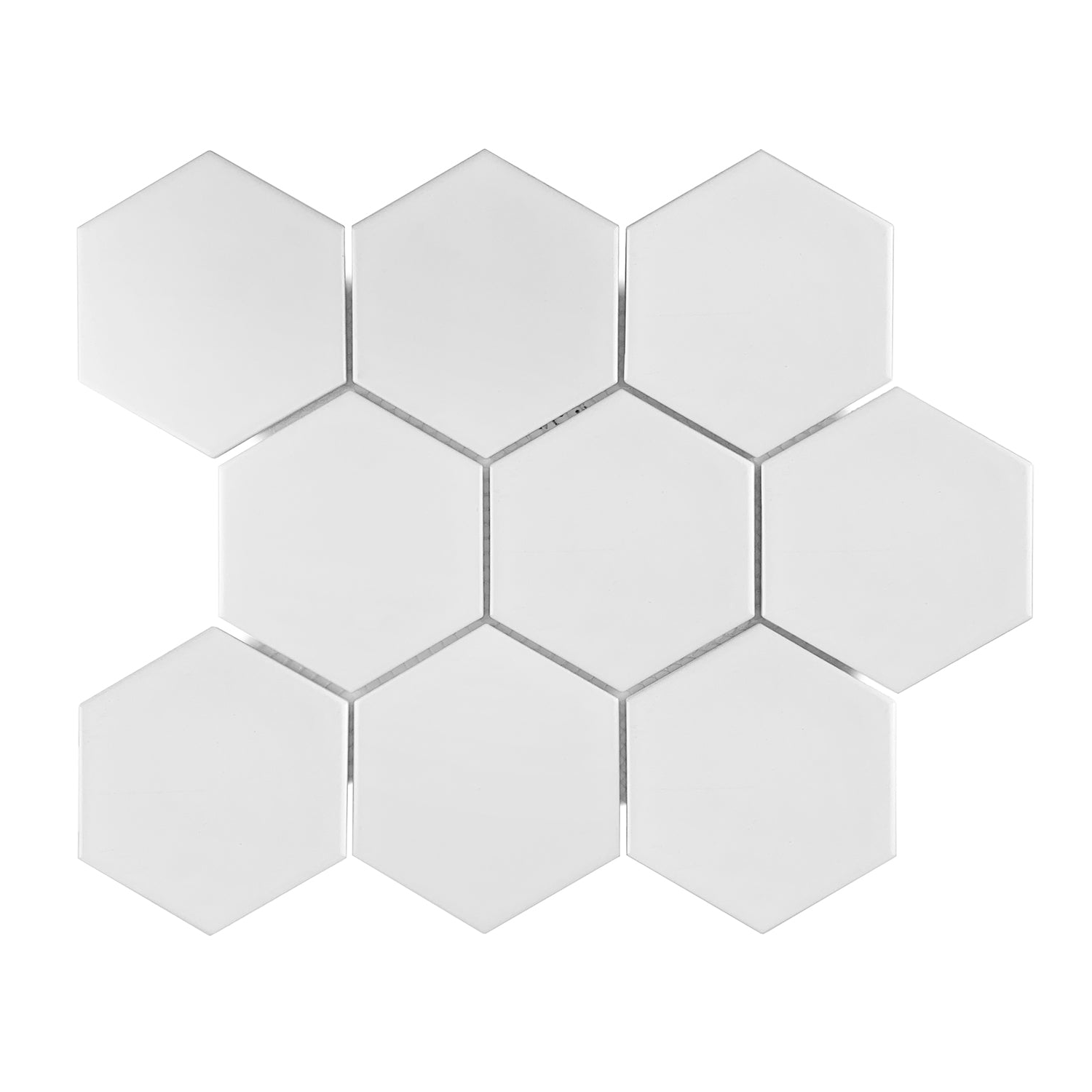 Gio White Matte 4" Hexagon Porcelain Mosaic Tile-Porcelain Mosaic-American Tile Depot