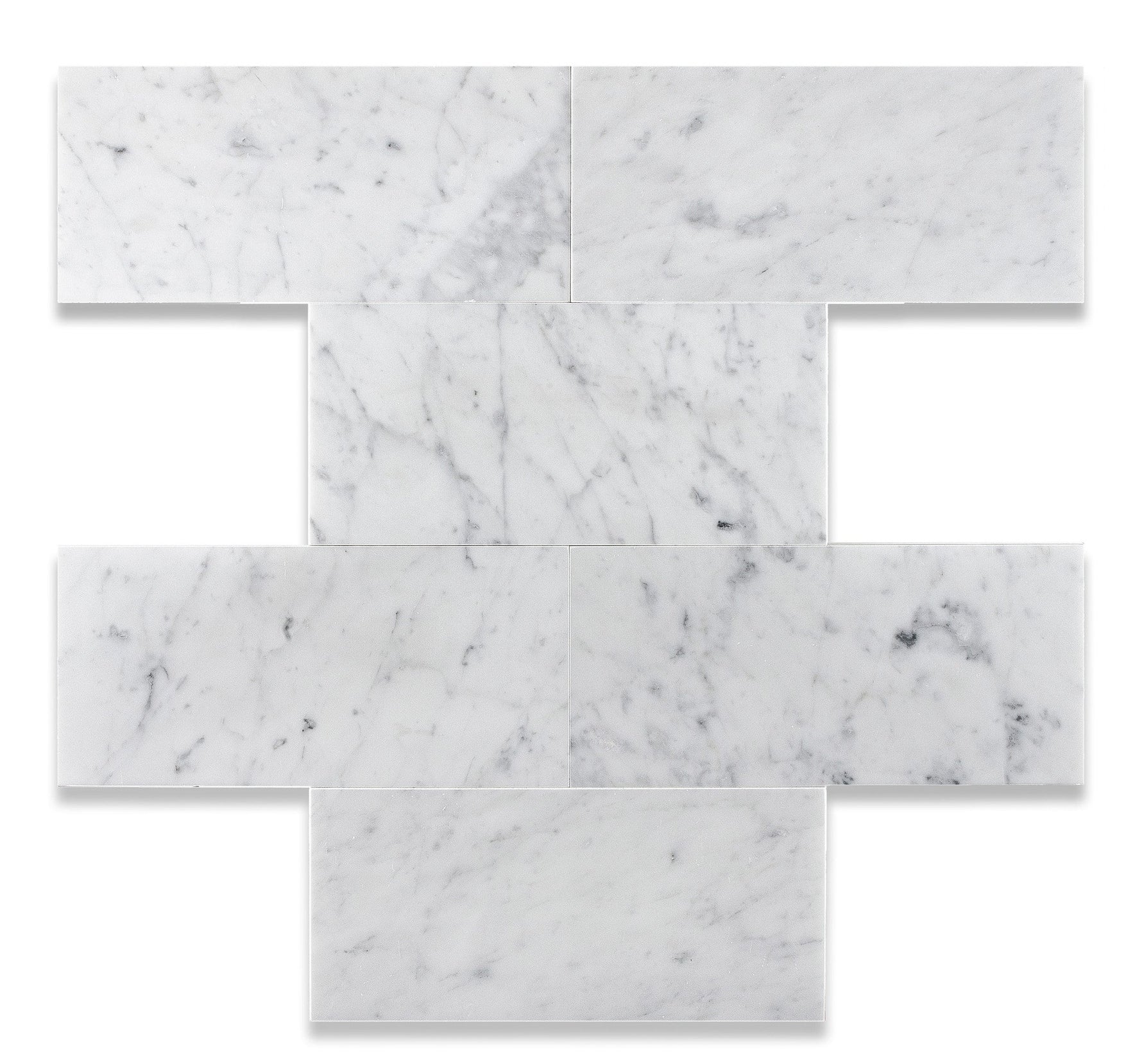 6 X 12 Carrara White Marble Polished Subway Brick Field Tile