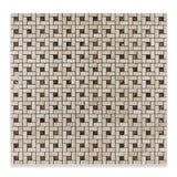 Crema Marfil Marble Polished Pinwheel Mosaic Tile w/ Emperador Dark Dots