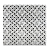 Carrara White Marble Honed Stanza Basketweave Mosaic Tile w/ Black Dots