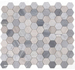 4" Beehive Blue Large Polished Hexagon Marble Mosaic Tile-Marble Mosaic-American Tile Depot