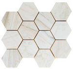 4" Beehive Wooden White Honed Hexagon Marble Mosaic Tile-Marble Mosaic-American Tile Depot