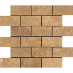 2 X 4 Noce Travertine Filled & Honed Brick Mosaic Tile-Travertine Mosaic-American Tile Depot