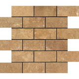 2 X 4 Noce Travertine Filled & Honed Brick Mosaic Tile