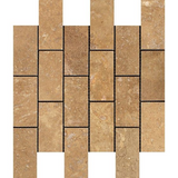 2 X 4 Noce Travertine Filled & Honed Brick Mosaic Tile