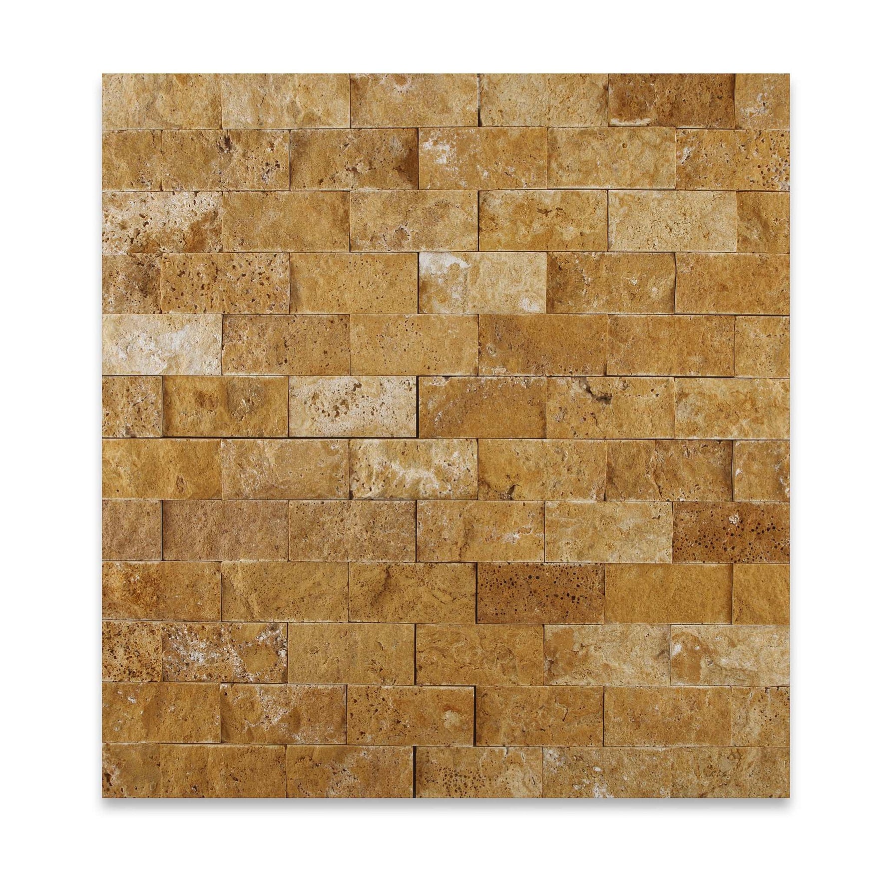 2 X 4 Gold / Yellow Travertine Split-Faced Brick Mosaic Tile