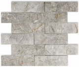 2 X 6 Tundra Gray (Atlantic Gray) Marble Split-Faced Mosaic Tile