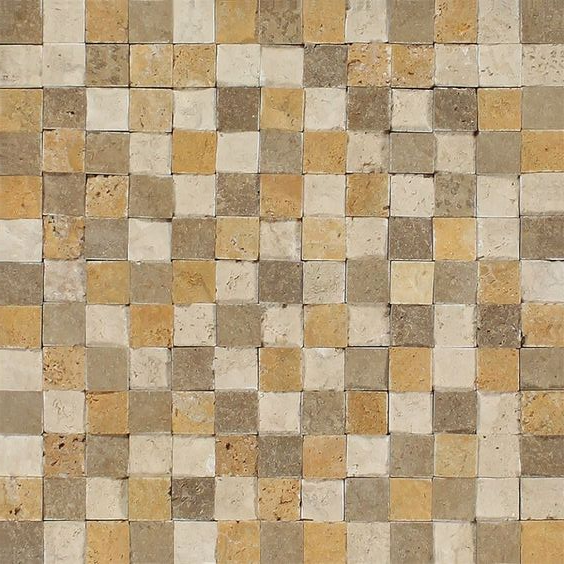 1 X 1 Mixed Travertine Split-Faced Mosaic Tile-Travertine Mosaic-American Tile Depot