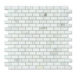 5/8 X 1 1/4 Calacatta Oliva Marble Honed Mini-Brick Mosaic Tile-Marble Mosaic-American Tile Depot