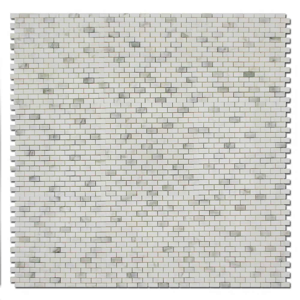 5/8 X 1 1/4 Calacatta Oliva Marble Polished Mini-Brick Mosaic Tile-Marble Mosaic-American Tile Depot