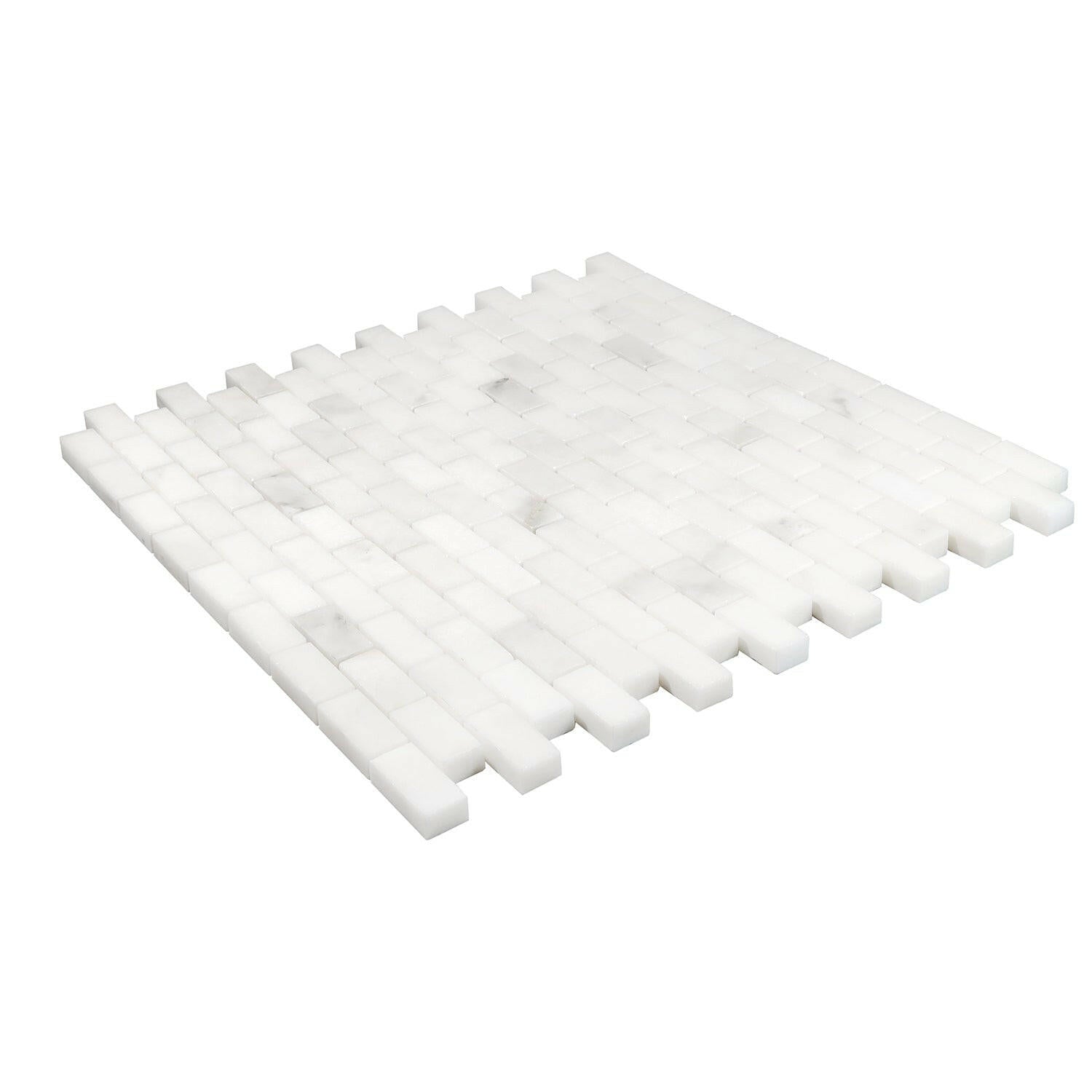 5/8 X 1 1/4 Calacatta Oliva Marble Polished Mini-Brick Mosaic Tile-Marble Mosaic-American Tile Depot