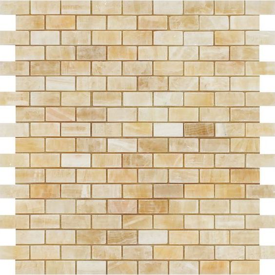 5/8 X 1 1/4 Honey Onyx Polished Baby Brick Mosaic Tile-Onyx Mosaic-American Tile Depot