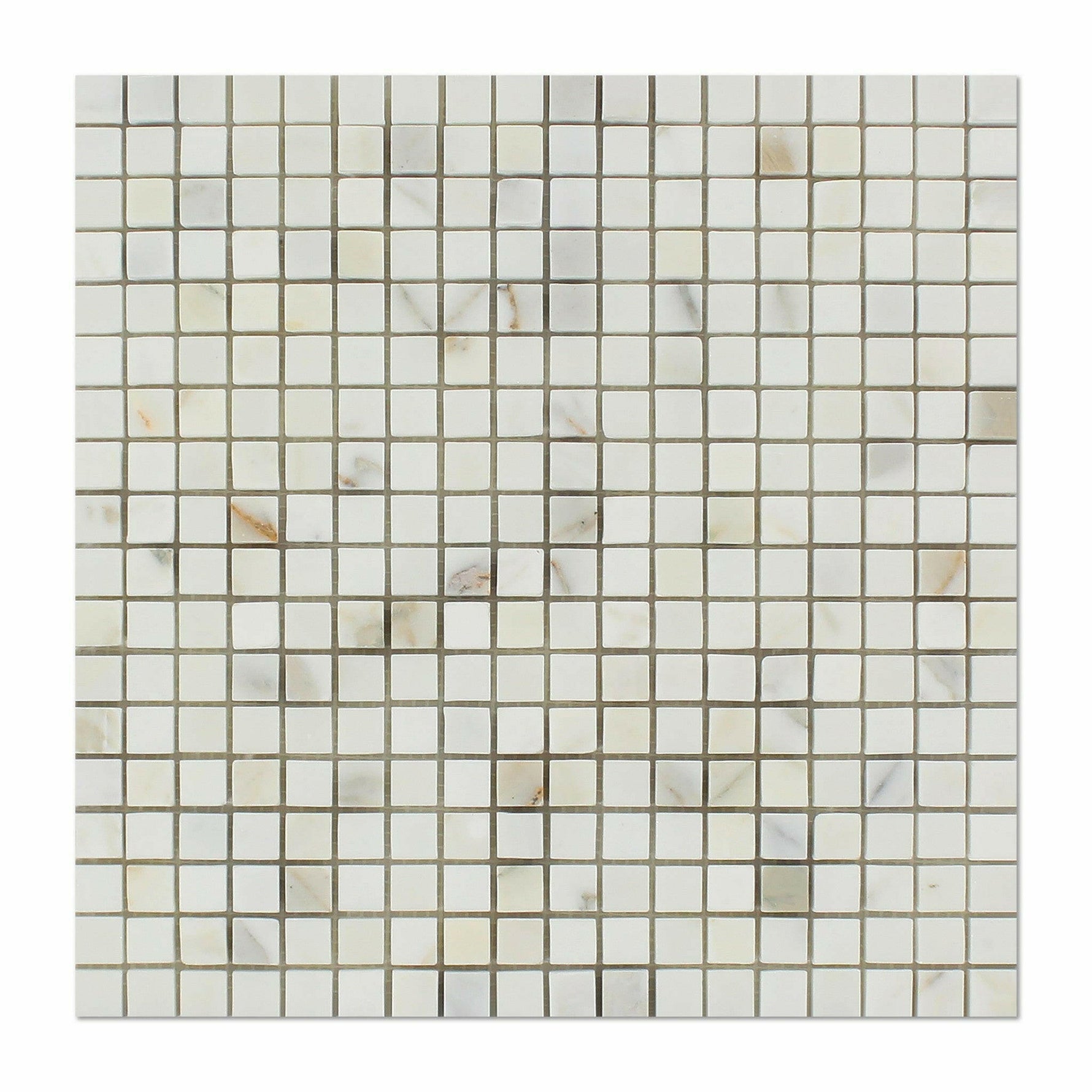 5/8 X 5/8 Calacatta Gold Marble Honed Mosaic Tile-Marble Mosaic-American Tile Depot