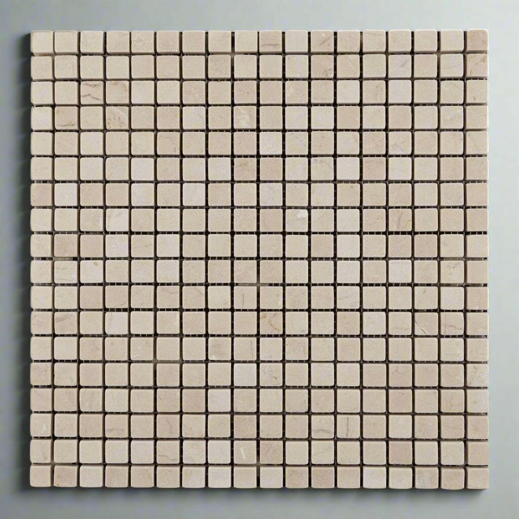 5/8 X 5/8 Crema Marfil Marble Tumbled Mosaic Tile-Marble Mosaic-American Tile Depot