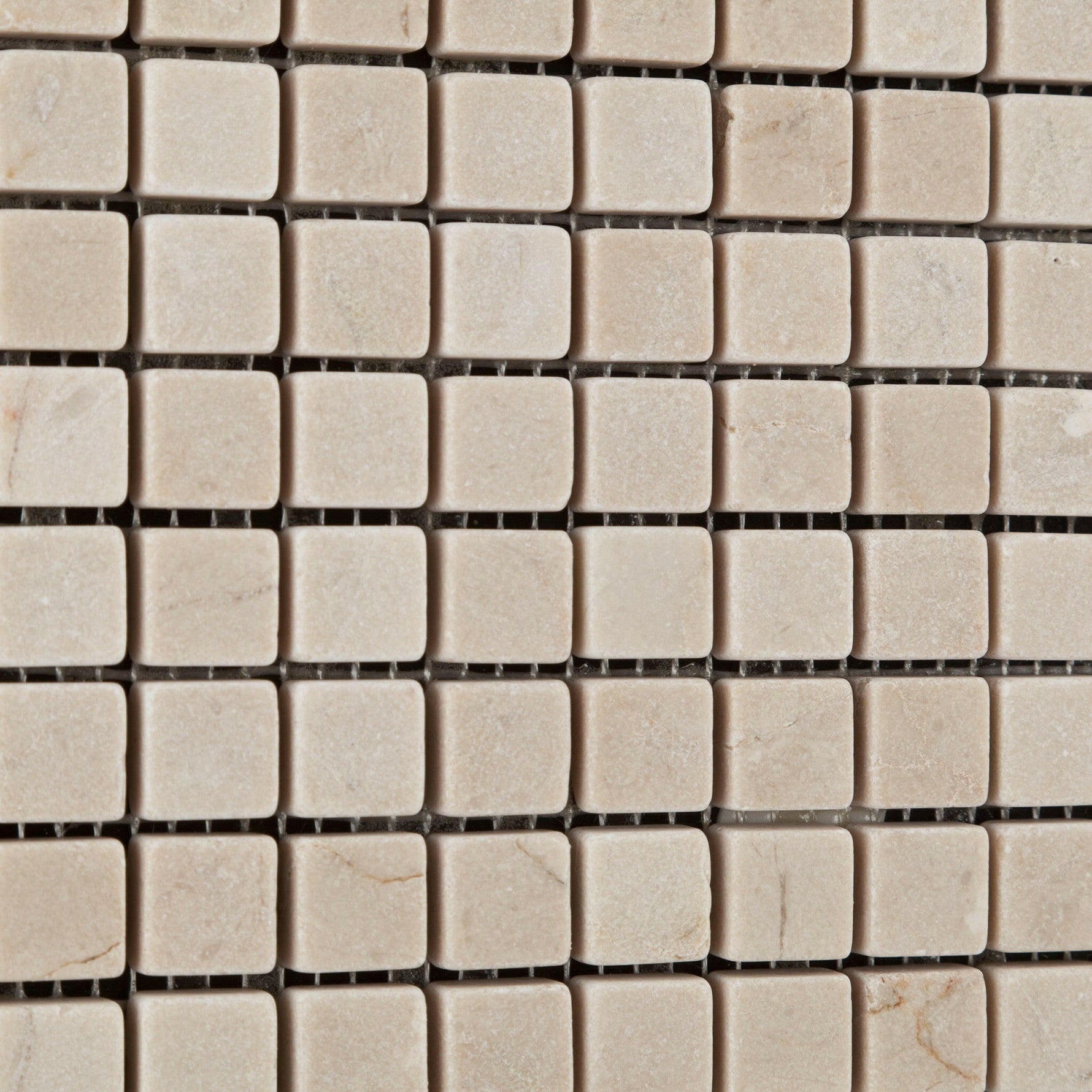 5/8 X 5/8 Crema Marfil Marble Tumbled Mosaic Tile-Marble Mosaic-American Tile Depot