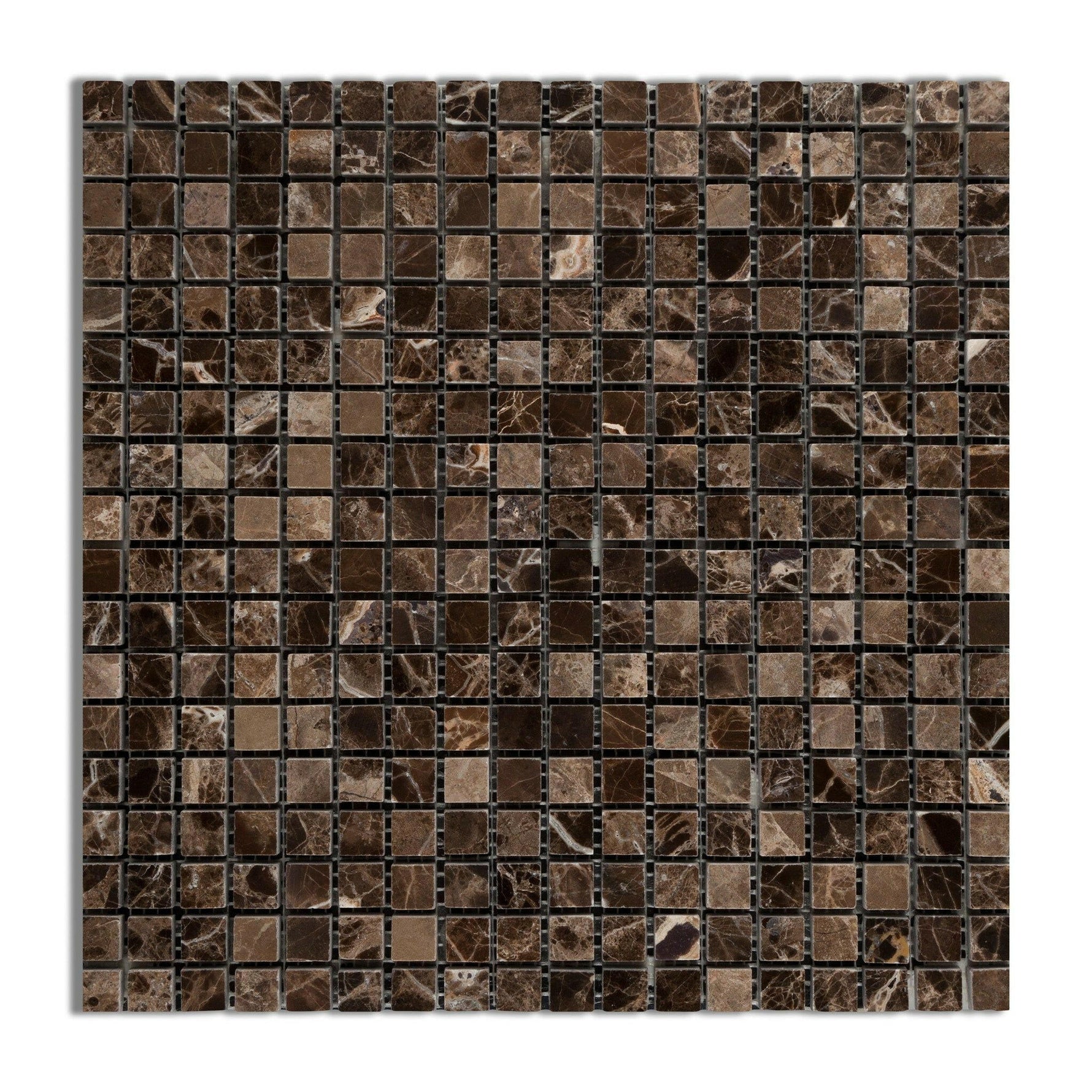 5/8 X 5/8 Emperador Dark Marble Polished Mosaic Tile-Marble Mosaic-American Tile Depot