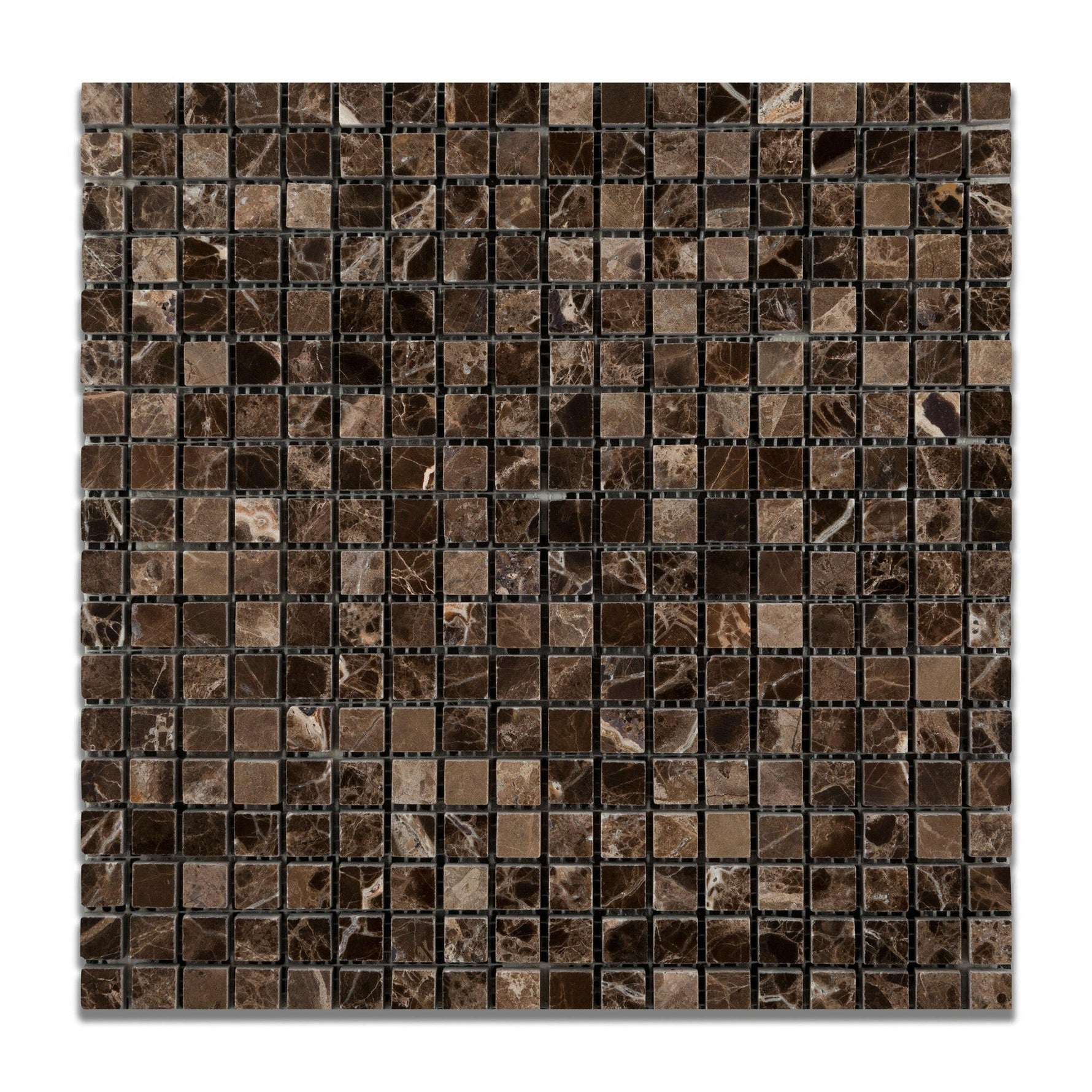 5/8 X 5/8 Emperador Dark Marble Polished Mosaic Tile-Marble Mosaic-American Tile Depot