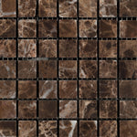 5/8 X 5/8 Emperador Dark Marble Tumbled Mosaic Tile-Marble Mosaic-American Tile Depot