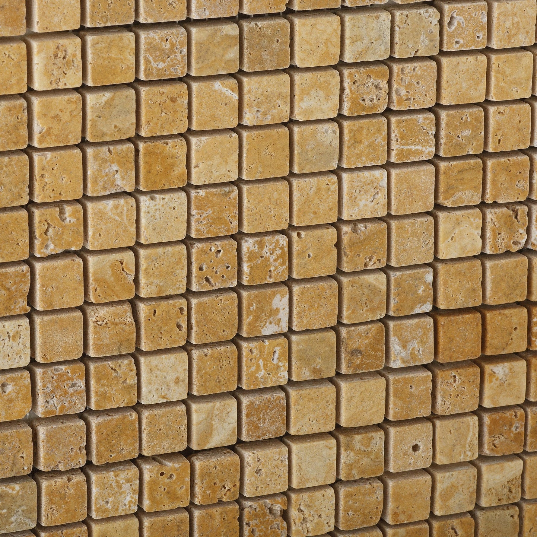 5/8 X 5/8 Gold / Yellow Travertine Tumbled Mosaic Tile-Travertine Mosaic-American Tile Depot