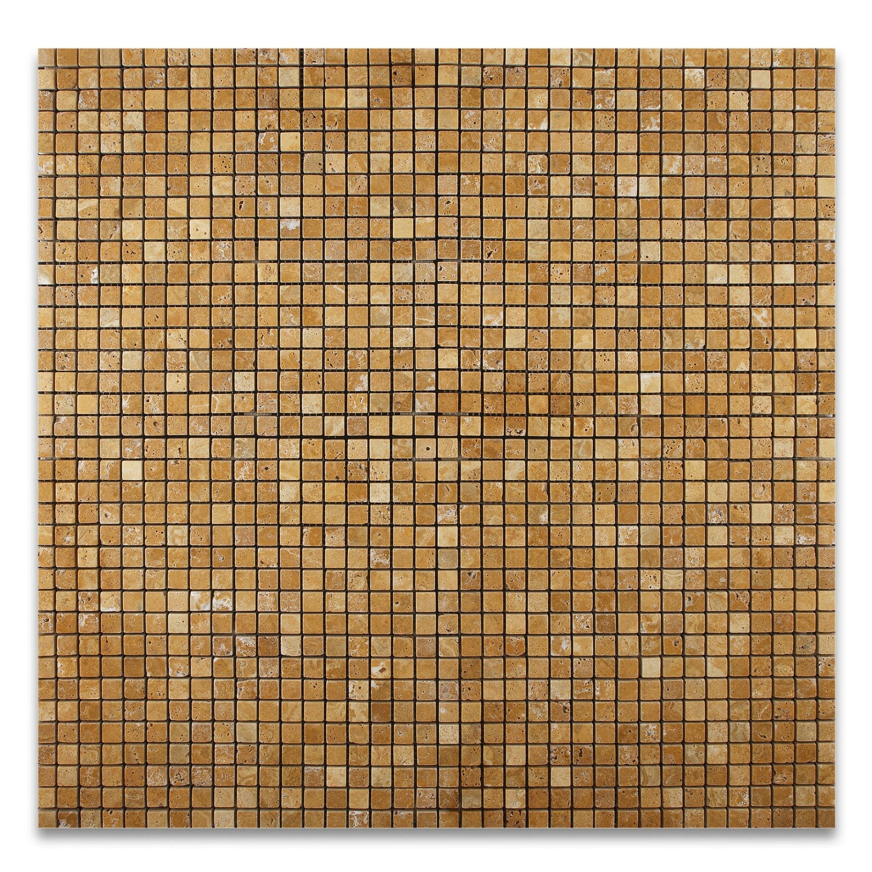 5/8 X 5/8 Gold / Yellow Travertine Tumbled Mosaic Tile-Travertine Mosaic-American Tile Depot