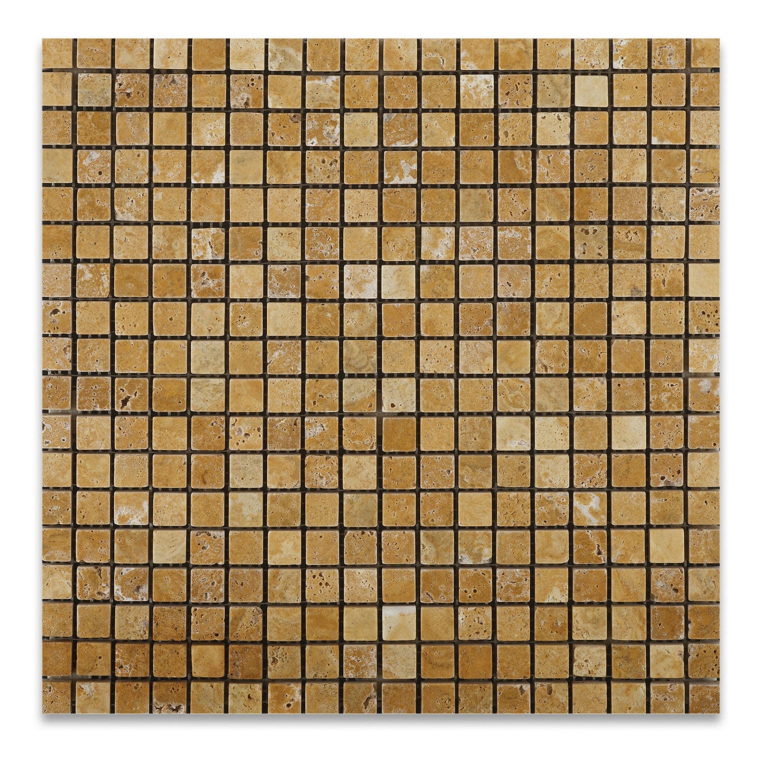 5/8 X 5/8 Gold / Yellow Travertine Tumbled Mosaic Tile-Travertine Mosaic-American Tile Depot