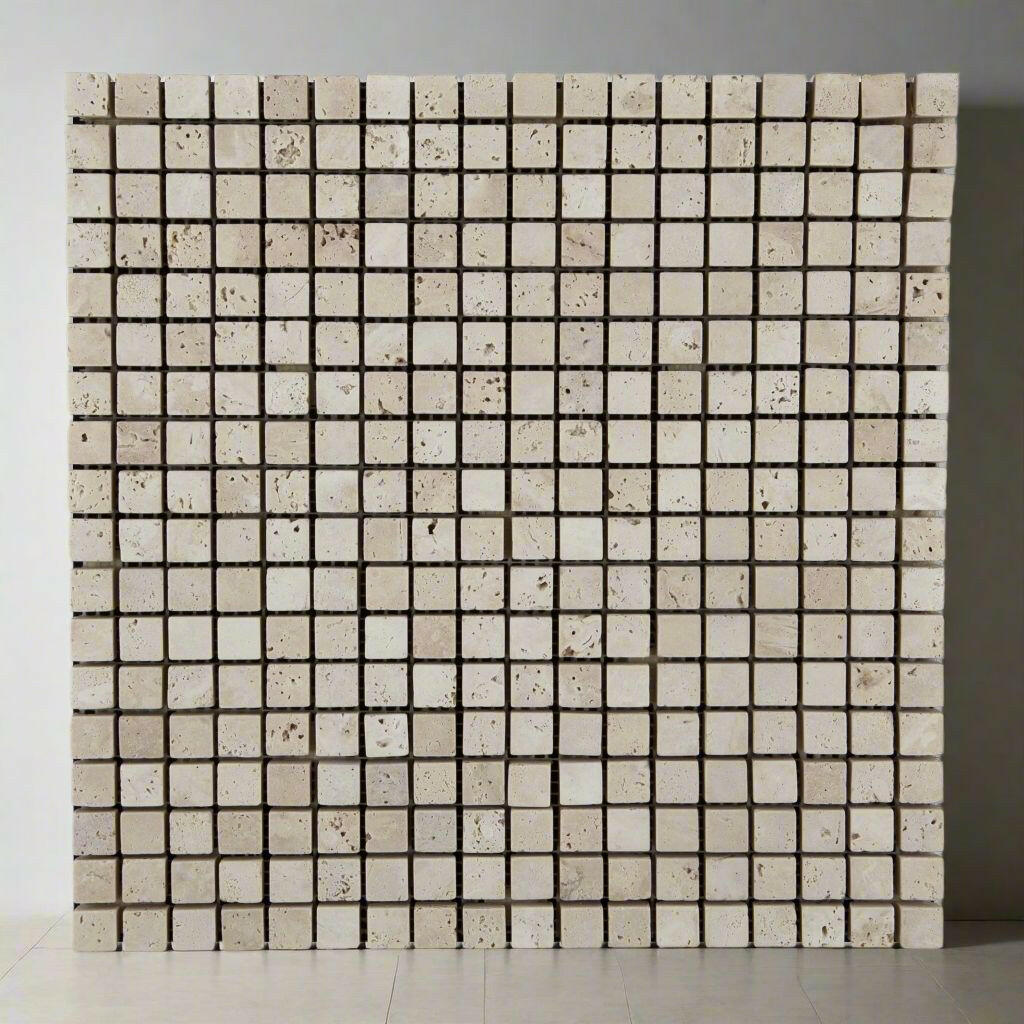 5/8 X 5/8 Ivory Travertine Tumbled Mosaic Tile-Travertine Mosaic-American Tile Depot