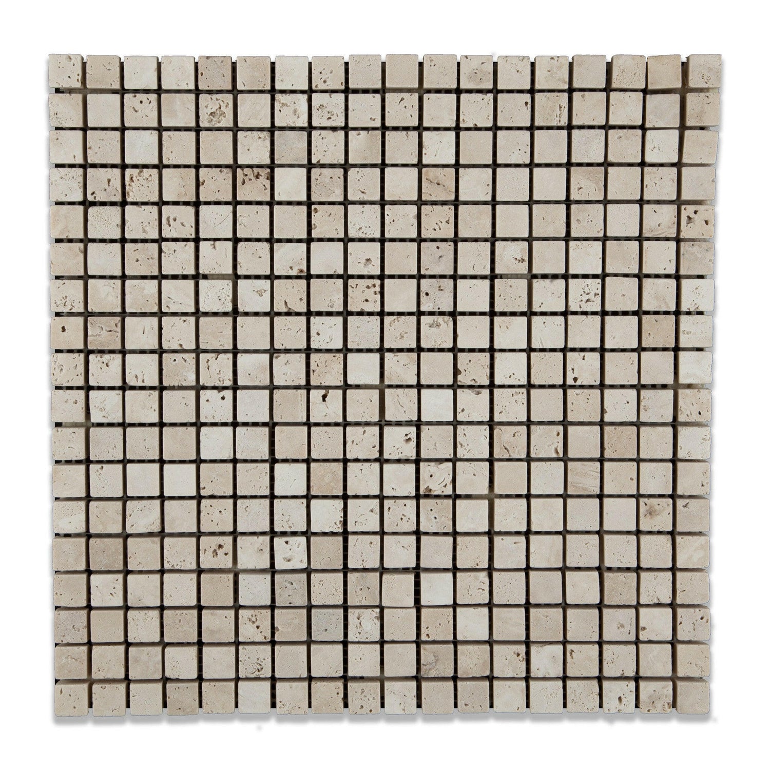 5/8 X 5/8 Ivory Travertine Tumbled Mosaic Tile-Travertine Mosaic-American Tile Depot