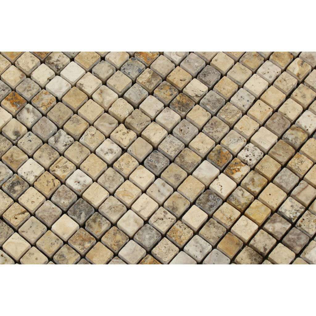 5/8 X 5/8 Philadelphia Travertine Tumbled Mosaic Tile-Travertine Mosaic-American Tile Depot