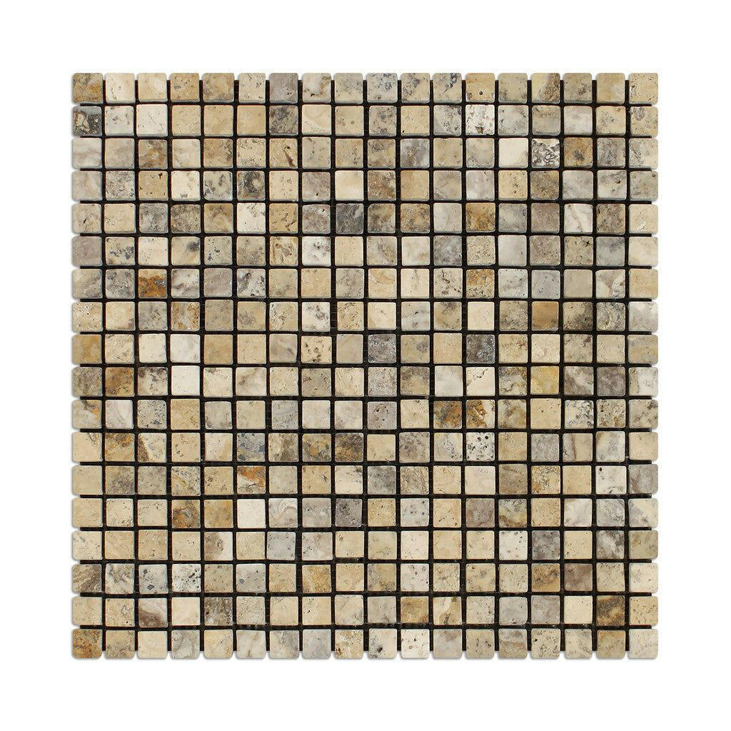 5/8 X 5/8 Philadelphia Travertine Tumbled Mosaic Tile-Travertine Mosaic-American Tile Depot