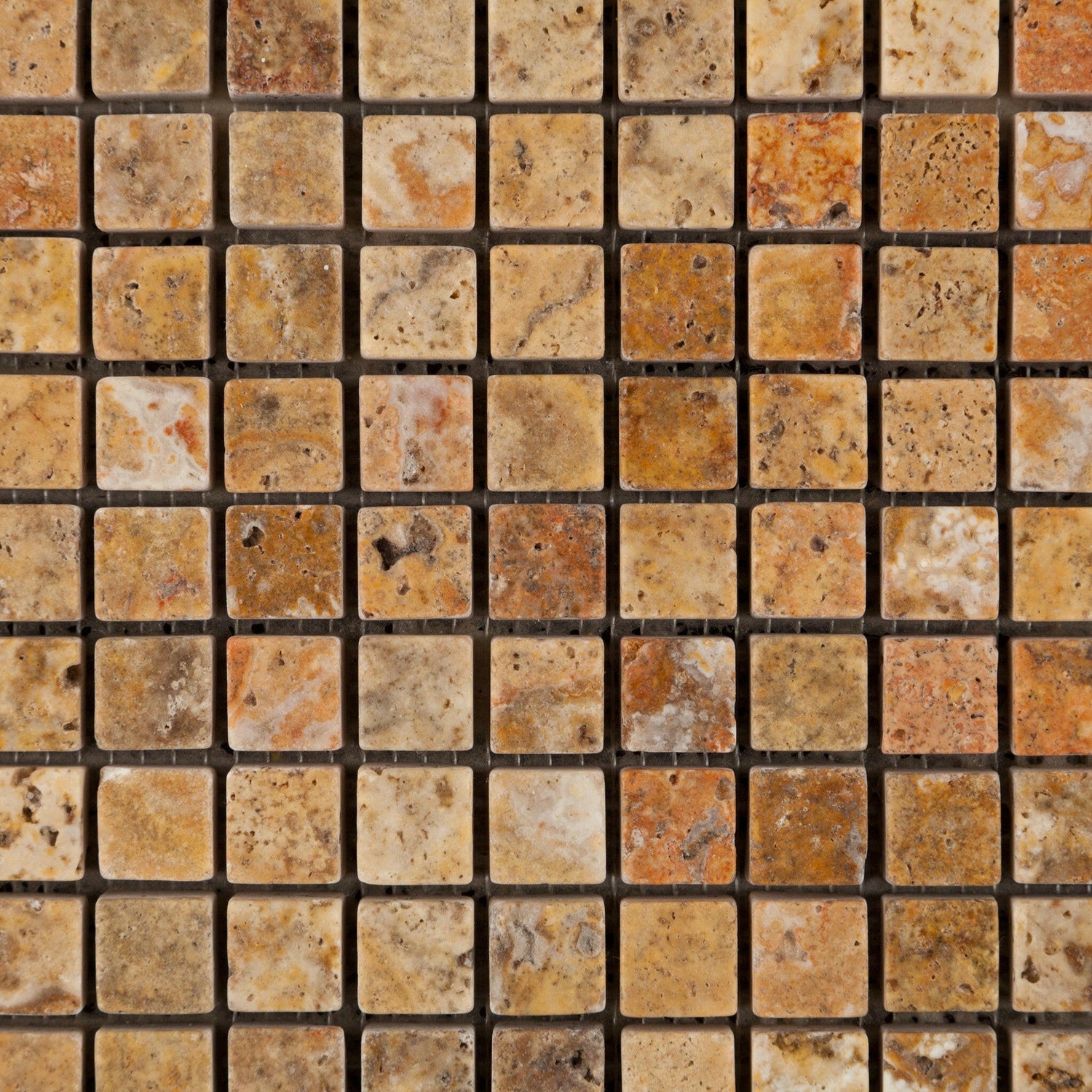 5/8 X 5/8 Scabos Travertine Tumbled Mosaic Tile-Travertine Mosaic-American Tile Depot