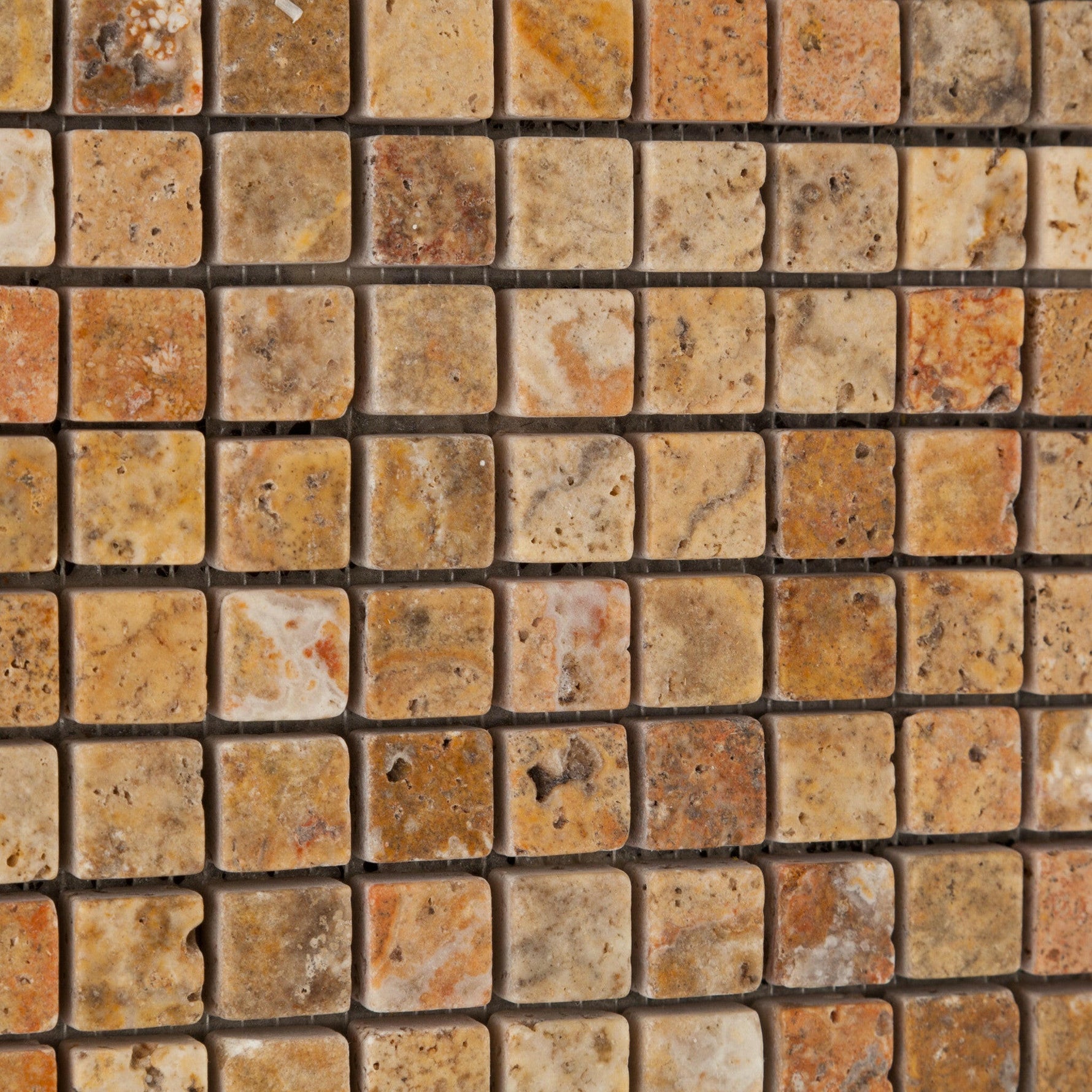 5/8 X 5/8 Scabos Travertine Tumbled Mosaic Tile-Travertine Mosaic-American Tile Depot