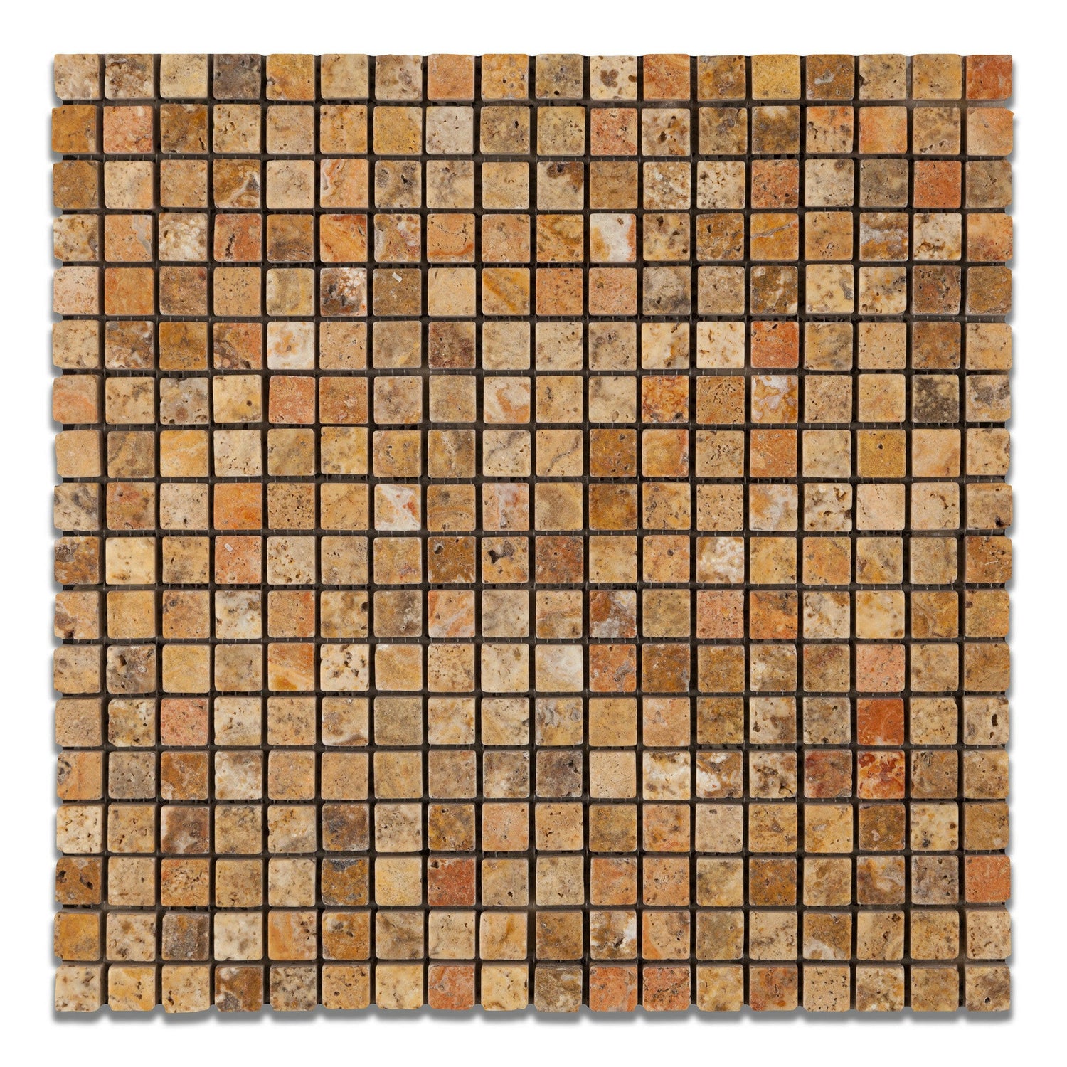 5/8 X 5/8 Scabos Travertine Tumbled Mosaic Tile-Travertine Mosaic-American Tile Depot