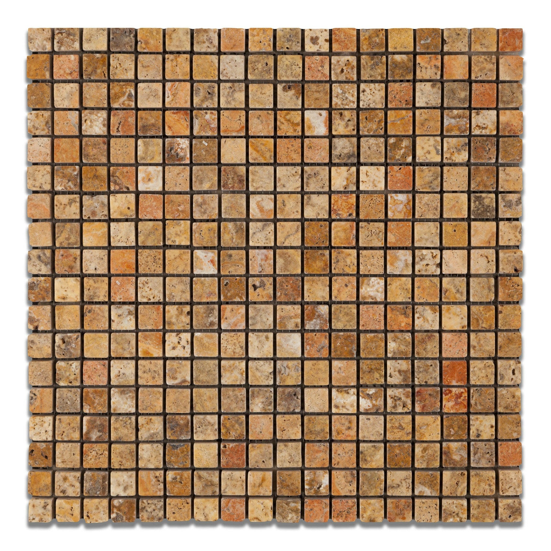 5/8 X 5/8 Scabos Travertine Tumbled Mosaic Tile-Travertine Mosaic-American Tile Depot