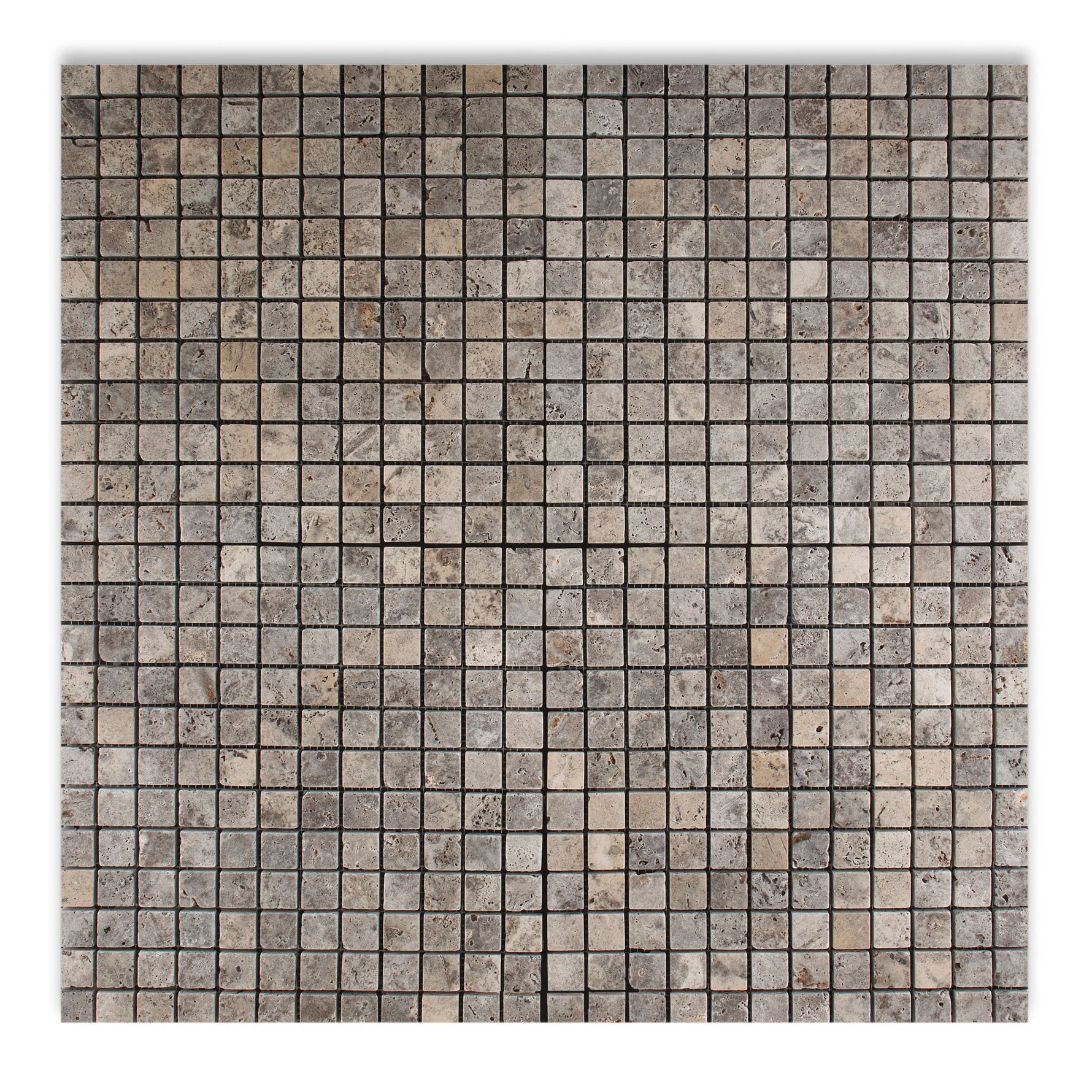 5/8 X 5/8 Silver Travertine Tumbled Mosaic Tile-Travertine Mosaic-American Tile Depot