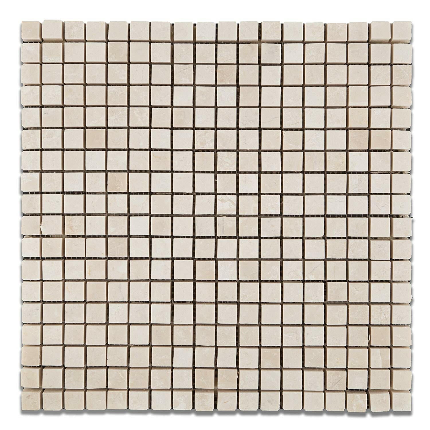 5/8 X 5/8 White Pearl / Botticino Marble Polished Mosaic Tile-Marble Mosaic-American Tile Depot