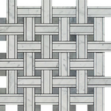 Carrara White Marble Honed Triple Weave  Mosaic Tile w / Blue Gray Dots