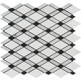 Carrara White Marble Polished Lattice Mosaic Tile w / Black Dots