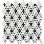 Carrara White Marble Polished Lattice Mosaic Tile w / Black Dots-Marble Mosaic-American Tile Depot