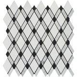 Carrara White Marble Polished Lattice Mosaic Tile w / Black Dots