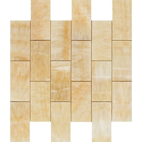 2 X 4 Honey Onyx Polished Brick Mosaic Tile-Onyx Tile-American Tile Depot