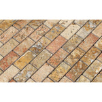 1 X 2 Scabos Travertine Polished Brick Mosaic Tile