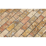 1 X 2 Scabos Travertine Polished Brick Mosaic Tile