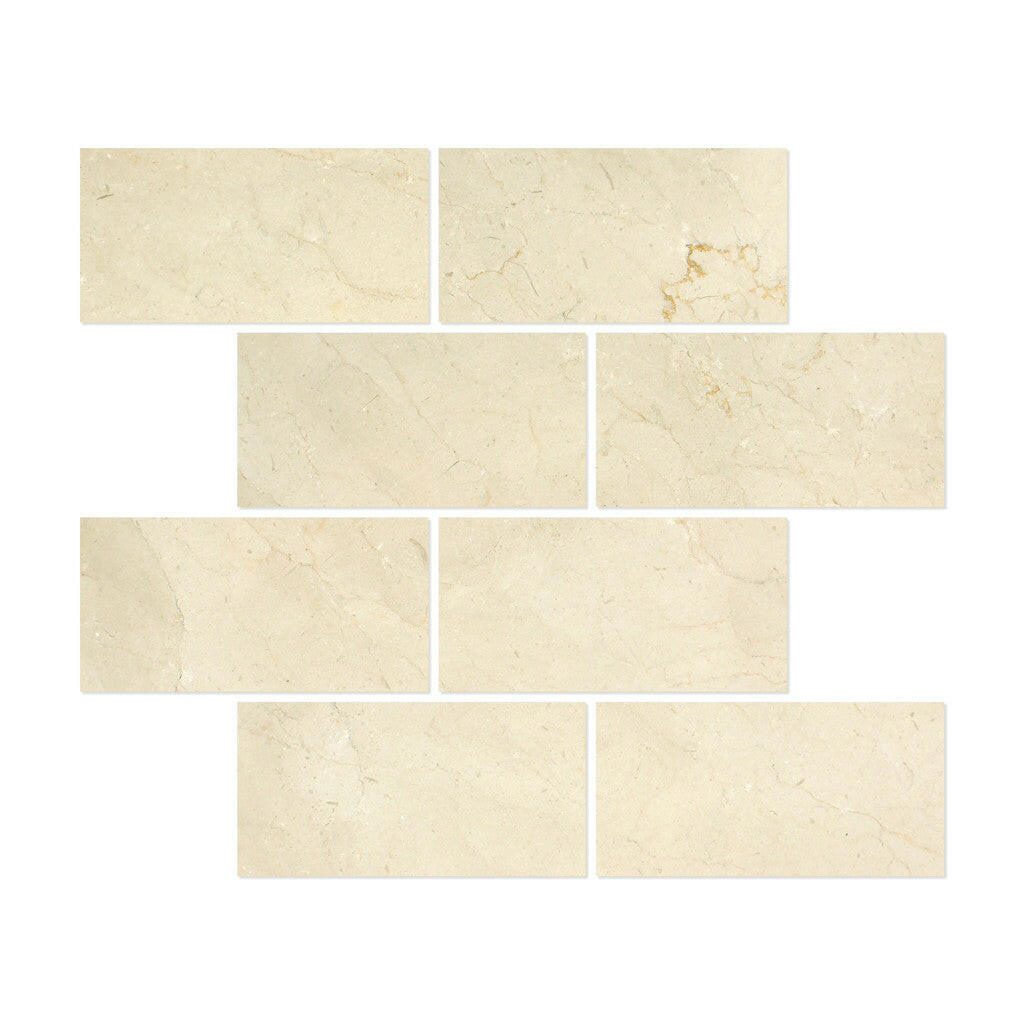 6 X 12 Crema Marfil Marble Honed Subway Brick Field Tile-Marble Tile-American Tile Depot