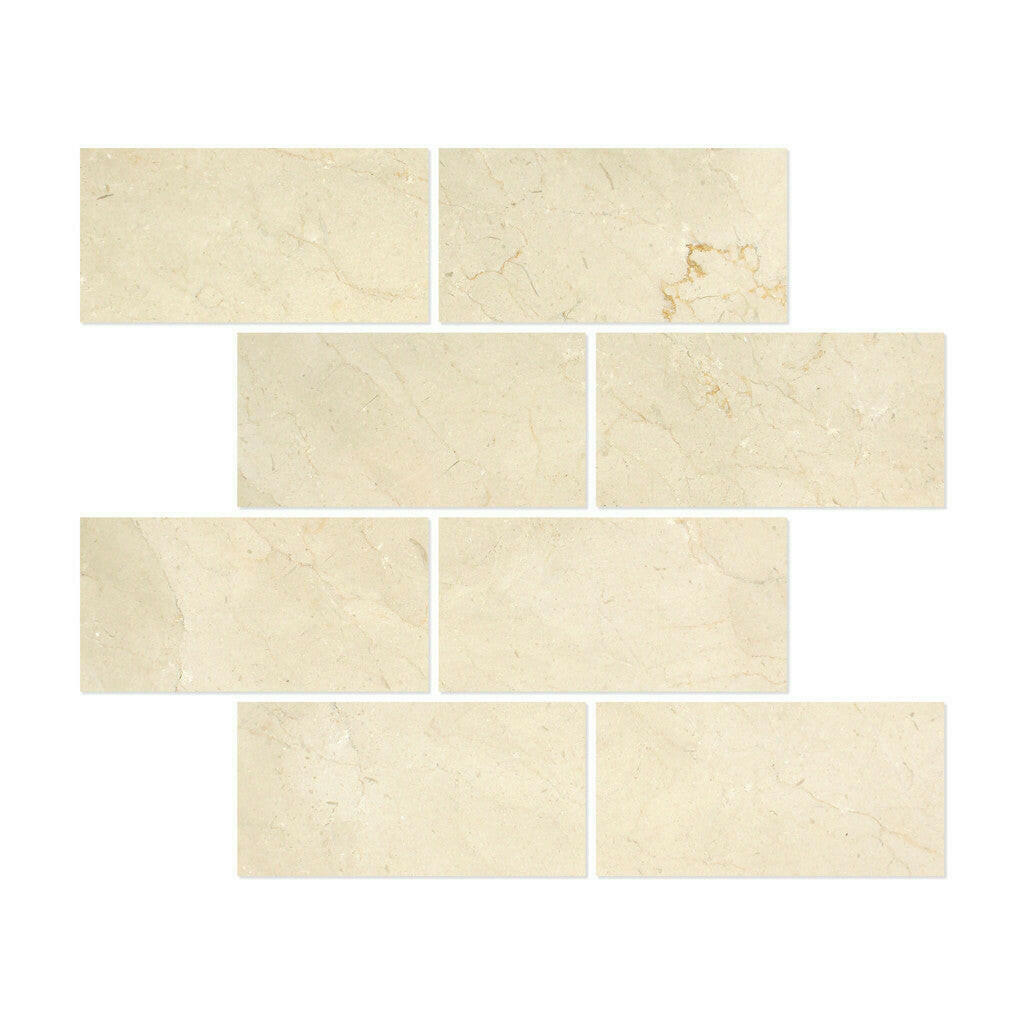 6 X 12 Crema Marfil Marble Polished Subway Brick Field Tile-Marble Tile-American Tile Depot