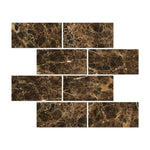 6 X 12 Emperador Dark Marble Polished Subway Brick Field Tile-Marble Tile-American Tile Depot