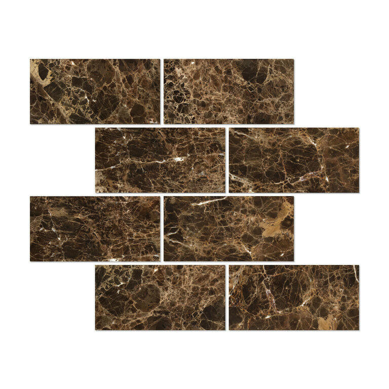 6 X 12 Emperador Dark Marble Polished Subway Brick Field Tile-Marble Tile-American Tile Depot