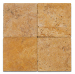 6 X 6 Gold / Yellow Travertine Tumbled Field Tile-Travertine Tile-American Tile Depot