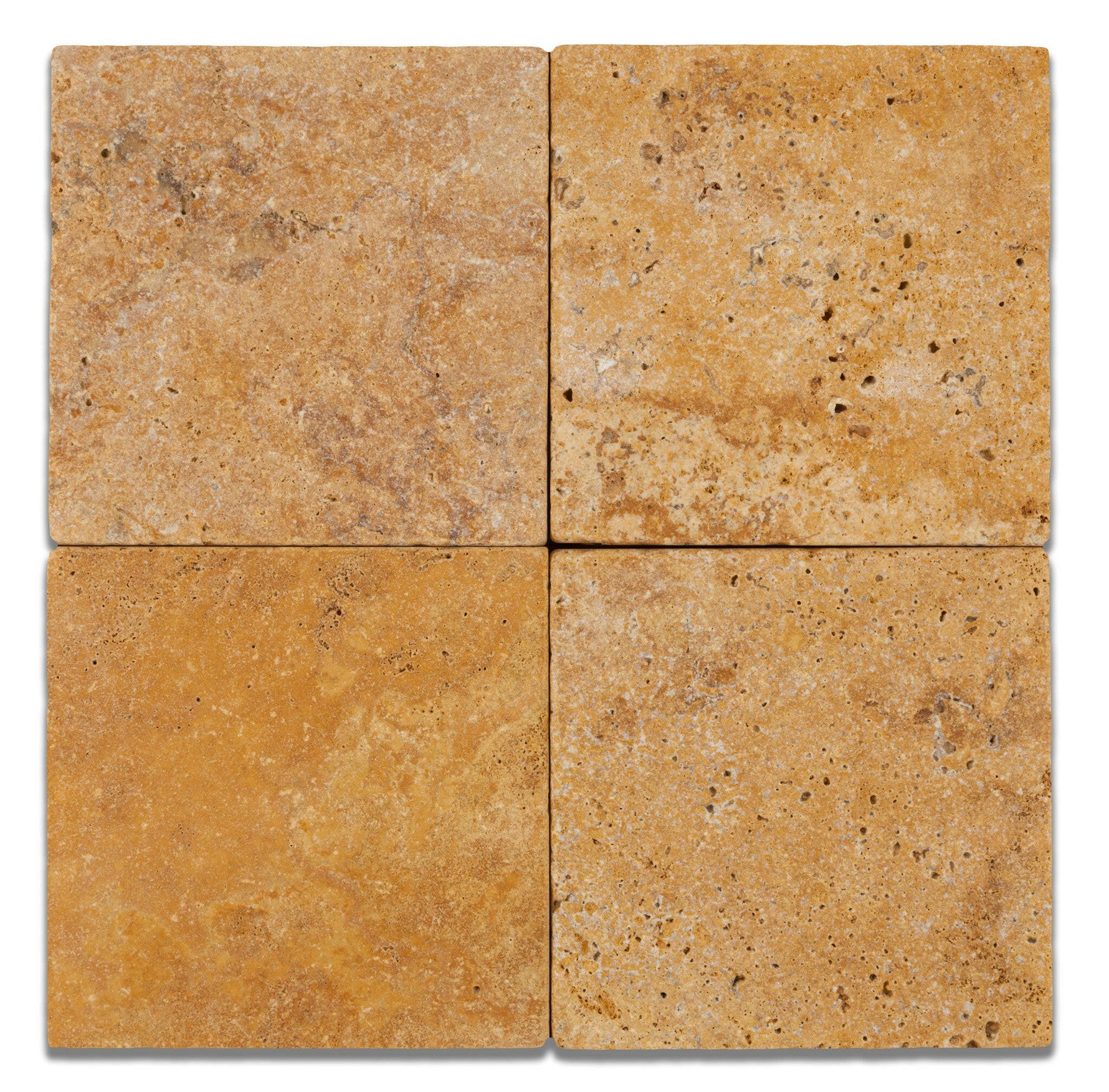 6 X 6 Gold / Yellow Travertine Tumbled Field Tile-Travertine Tile-American Tile Depot